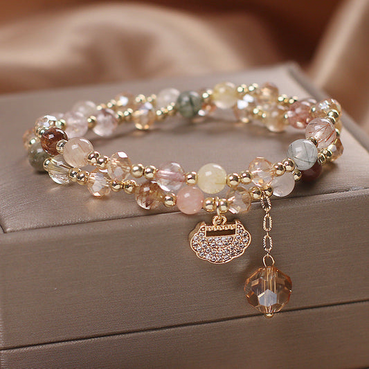 Female  Natural Color Hair Crystal Bracelet National Fashion