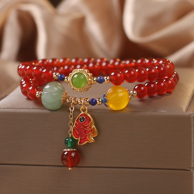 Female  Natural Color Hair Crystal Bracelet National Fashion