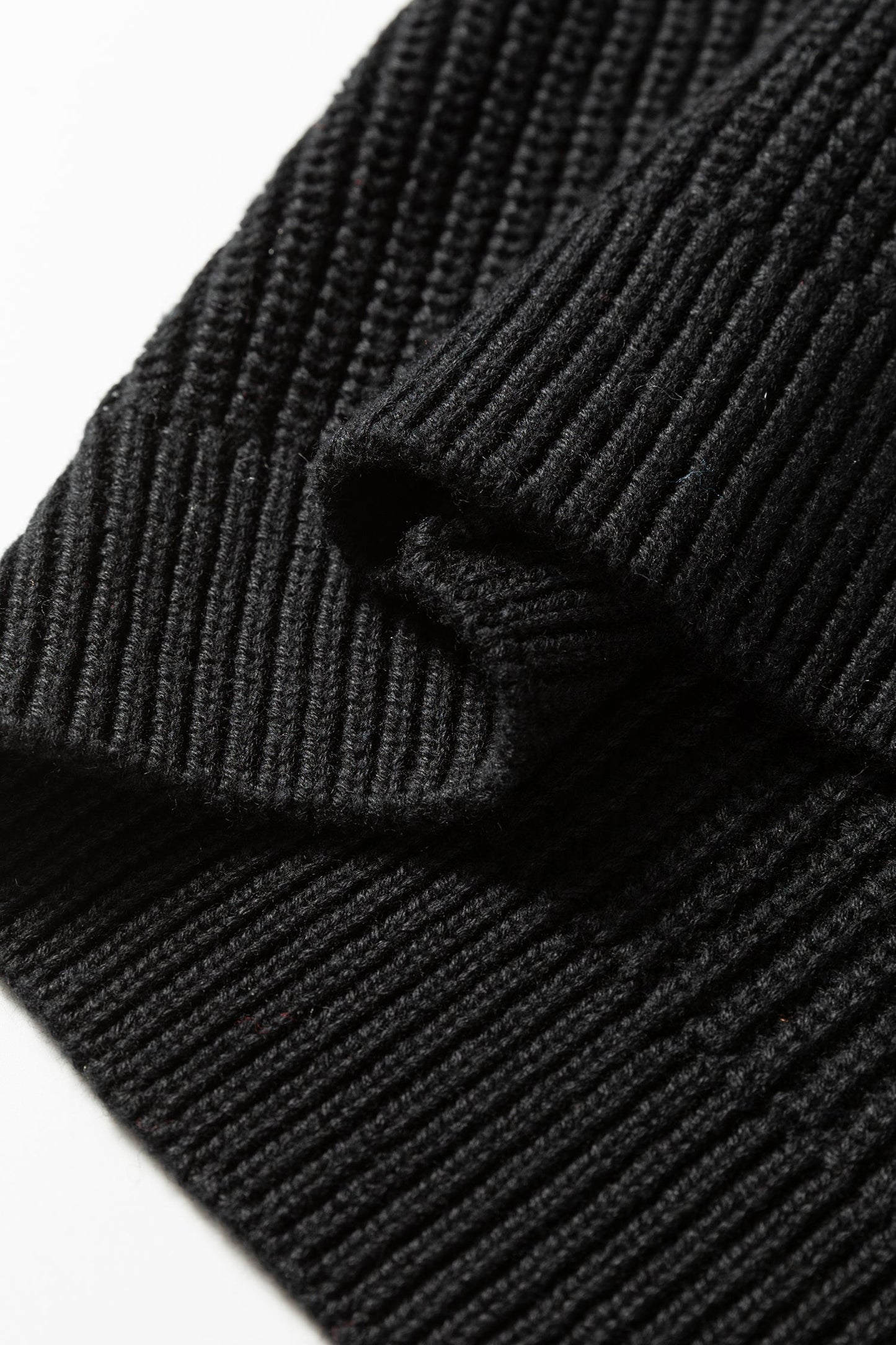 Black Contrast Striped Trim V Neck Drop Shoulder Sweater