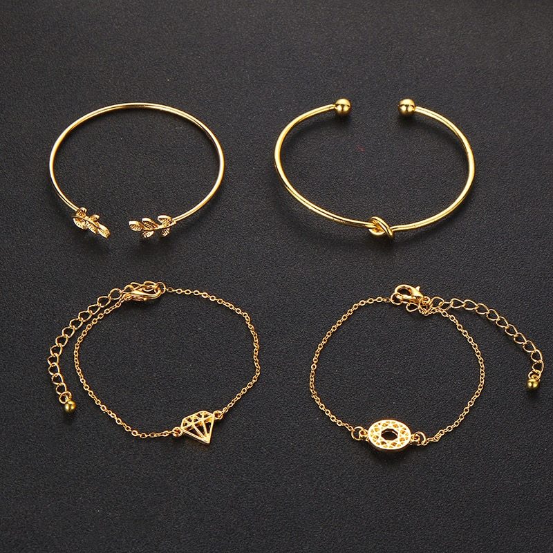Bohemia Leaf Knot Hand Cuff Link Chain Charm Bracelet