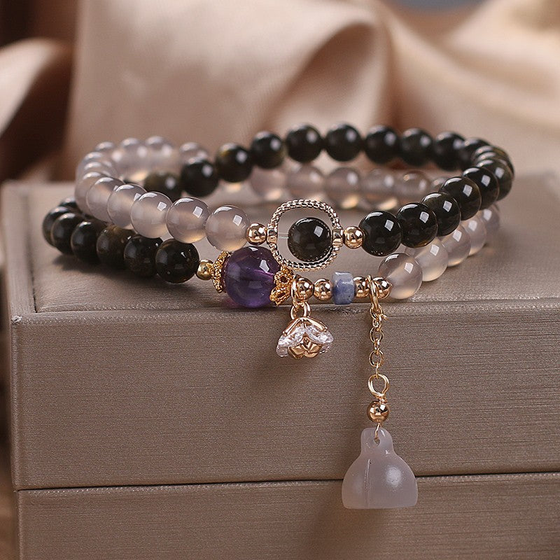 Female  Natural Color Hair Crystal Bracelet National Fashion