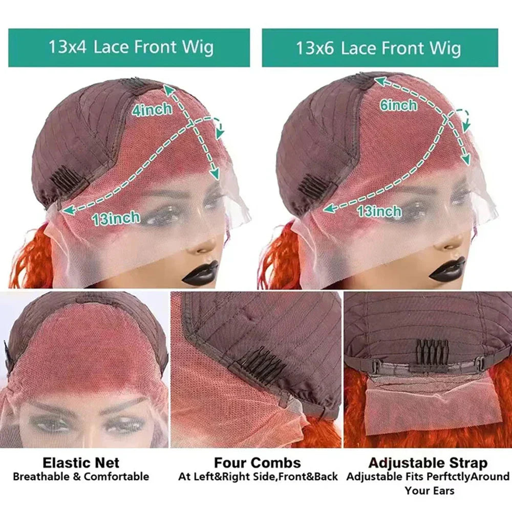 Ginger Orange Lace Front Human Hair Wigs