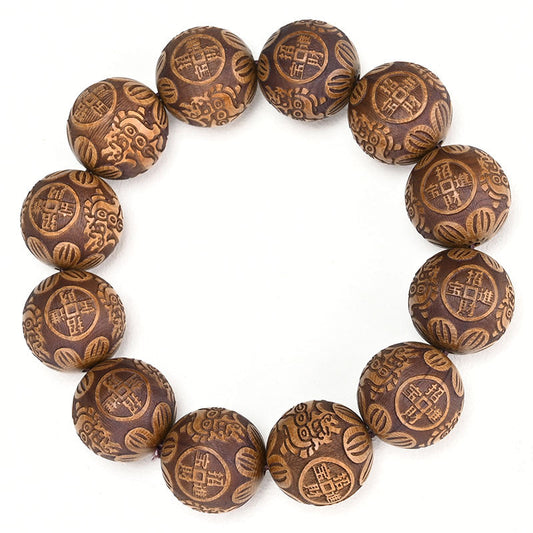 Six-way Wooden Buddha Beads Old Material Bracelet