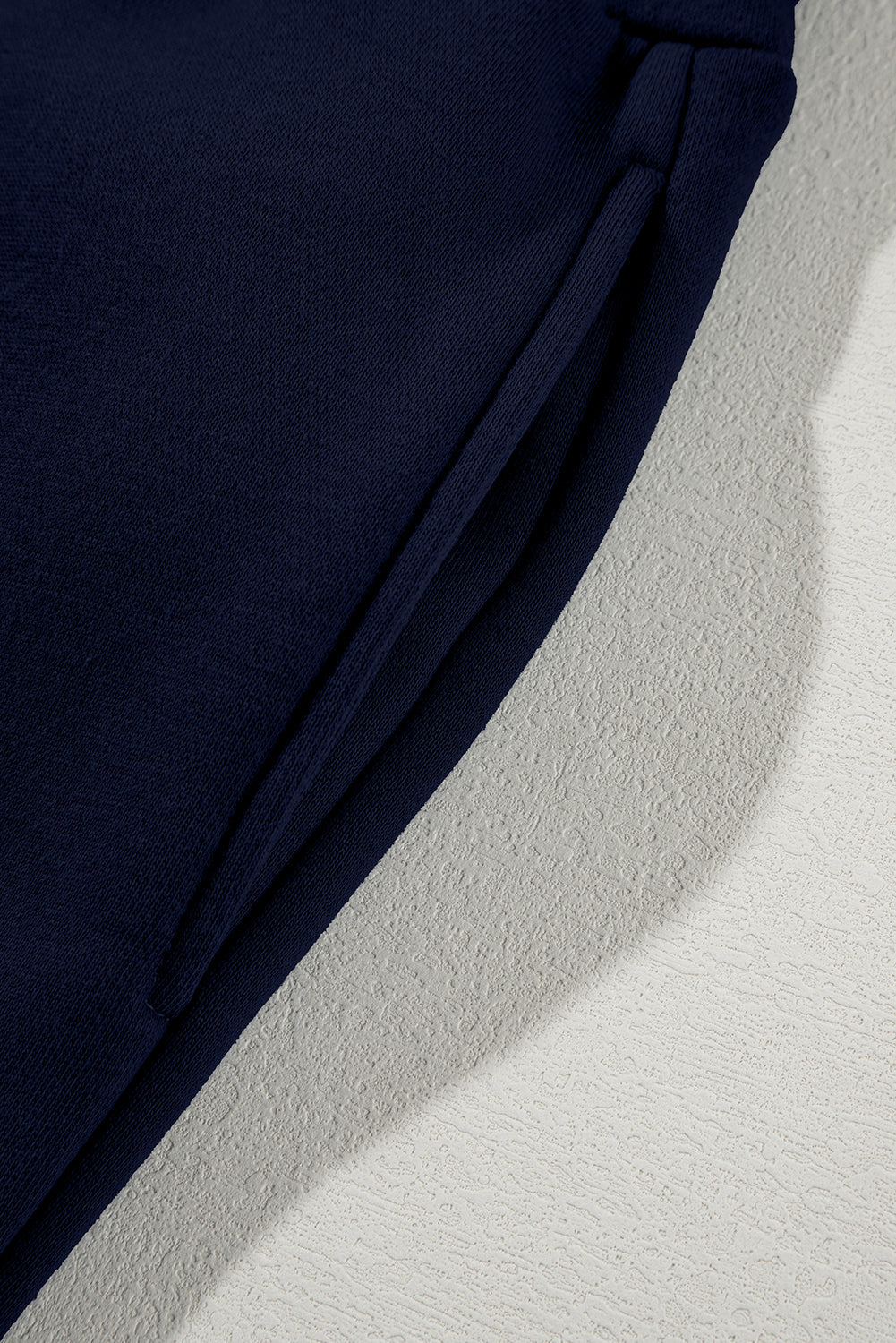 Navy Blue Drop Shoulder Zip Up Jacket Drawstring Pants Active 2pcs Set