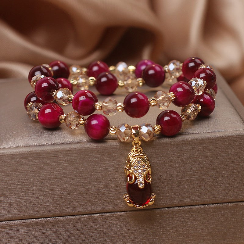 Female  Natural Color Hair Crystal Bracelet National Fashion