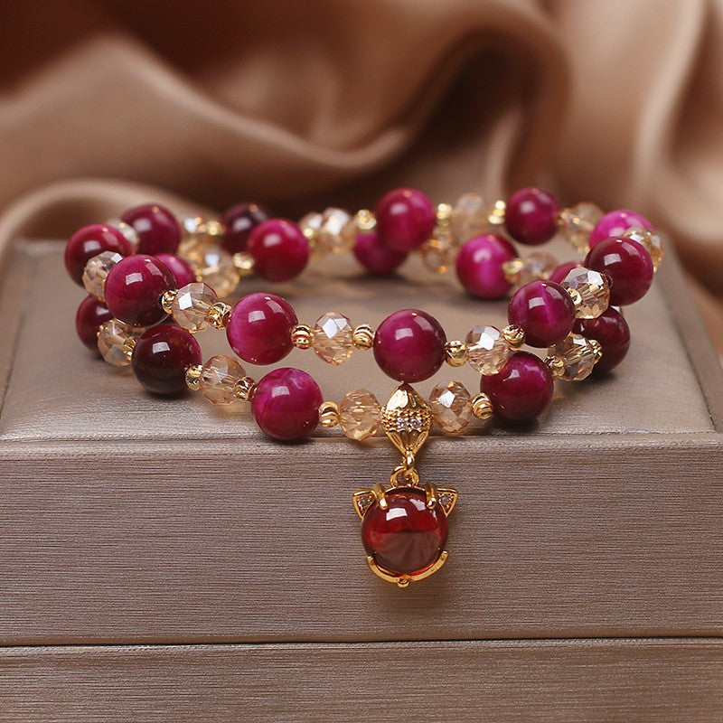 Female  Natural Color Hair Crystal Bracelet National Fashion